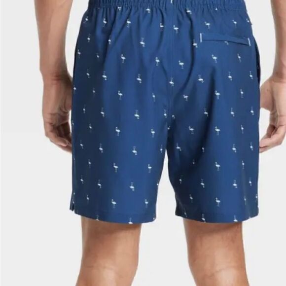 Goodfellow & Co 7" Mini Flamingo Swim Shorts UPF 50+ Navy NWT Size XL - Picture 14 of 15